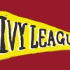In this illustration, a yellow pennant flag with 'Ivy League' written on it, set against a deep red background.