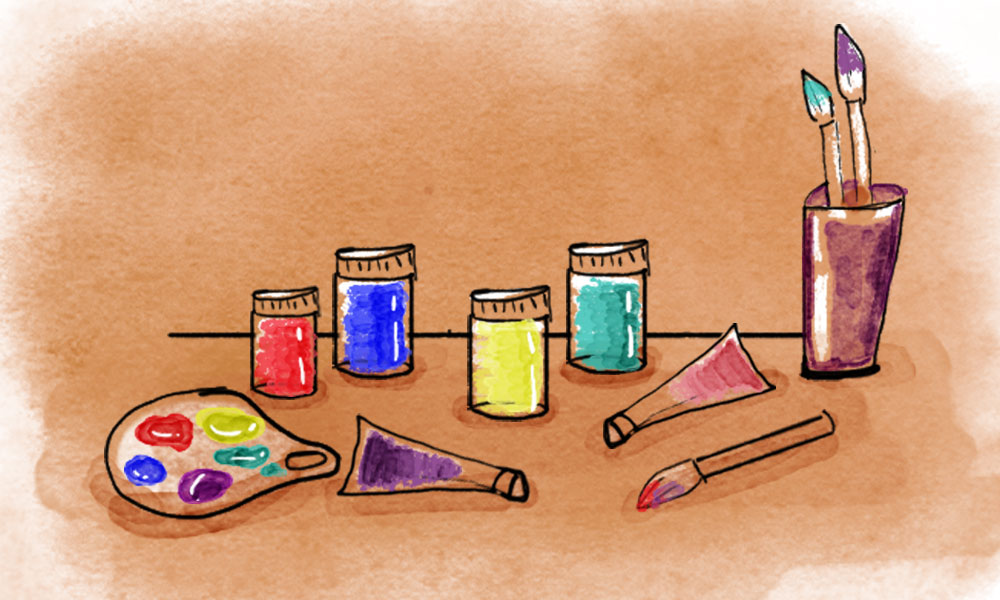 Art therapy with paint and crayons helps tackle stress