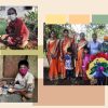 A collage of photos of students and fellows from Insight Walk. In one image children flaunt their invention, a dough maker. In the next a young girl is in the farm. The biggest photo is one of the fellows and a few students posing for a photo.